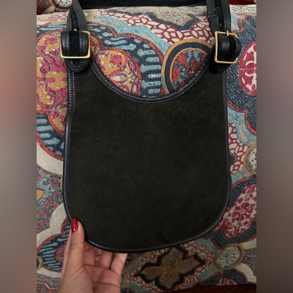 Vintage Coach Suede Ruff Out Black Saddle Bag